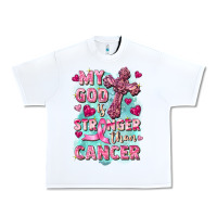 White My God is stronger than Cancer Urban Heavy Tee - FaDigitalArtStudio
