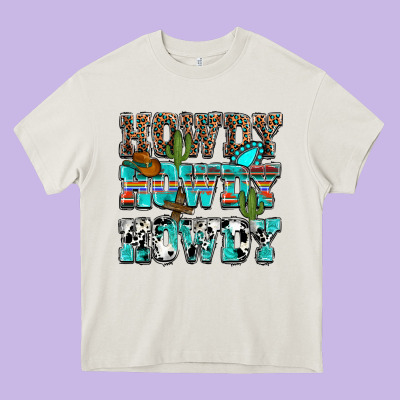 Western Howdy Howdy Howdy Heavy Core Tee Designed By Howdyjamesfarm