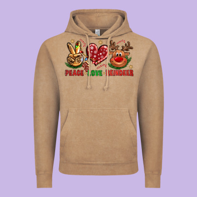 Peace Love Reindeer Christmas Vintage Hoodie Designed By Bundleandbundleshop