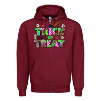 Burgundy trıck or treat Zipper Hoodie - AdoDesignShop