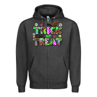 Charcoal Heather trıck or treat Zipper Hoodie - AdoDesignShop