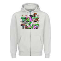 Dove Grey trıck or treat Zipper Hoodie - AdoDesignShop