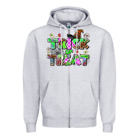 Heather Grey trıck or treat Zipper Hoodie - AdoDesignShop