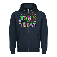Navy trıck or treat Zipper Hoodie - AdoDesignShop