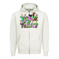 Oatmeal Heather trıck or treat Zipper Hoodie - AdoDesignShop