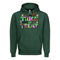 Sports Green trıck or treat Zipper Hoodie - AdoDesignShop