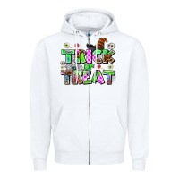 White trıck or treat Zipper Hoodie - AdoDesignShop
