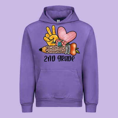 Peace Love 2nd Grade Urban Hoodie Designed By Jahusdesignshop