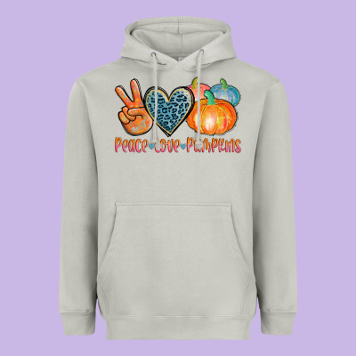 Peace Love Pumpkins Heavyweight Hoodie Designed By Adodesignshop