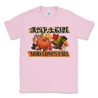 Bubblegum Pink just a girl who loves fall Classic Tee - CowGirlArtShop