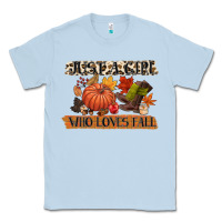 Dusty Blue just a girl who loves fall Classic Tee - CowGirlArtShop
