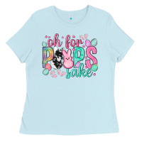 Baby Blue Oh for peeps sake cowhide Easter Day Ladies Tee - HowdyJamesFarm