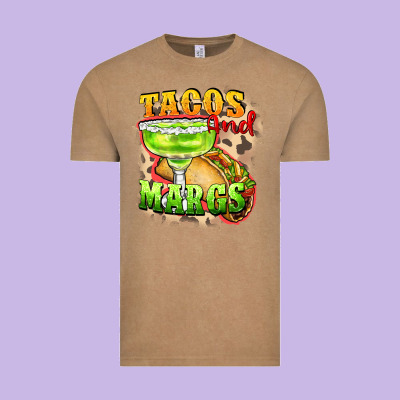 Tacos And Margs Vintage Tee Designed By Fadigitalartstudio