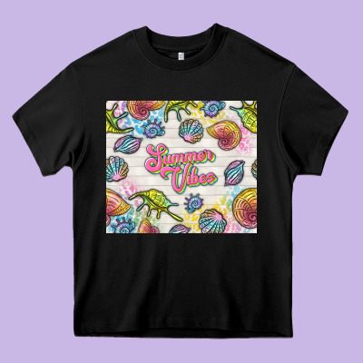 Summer Vibes With Sea Shells Heavy Core Tee Designed By Tumblerdesignbyshophia