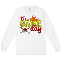 White It's Game Day Softball Long Sleeve Tee - BundleAndBundleShop