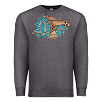 Charcoal Heather gemstone wood leopard patch Premium Sweatshirt - AdoDesignShop