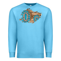Ocean Blue gemstone wood leopard patch Premium Sweatshirt - AdoDesignShop