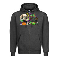 Charcoal Heather eat drınk and be scary Zipper Hoodie - AdoDesignShop
