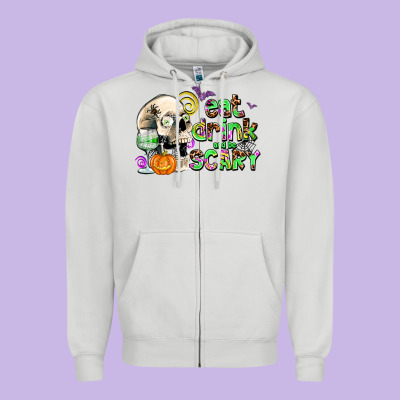 Eat Drınk And Be Scary Zipper Hoodie Designed By Adodesignshop