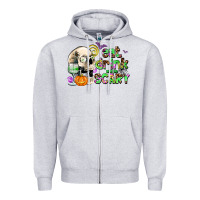 Heather Grey eat drınk and be scary Zipper Hoodie - AdoDesignShop