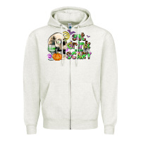 Oatmeal Heather eat drınk and be scary Zipper Hoodie - AdoDesignShop