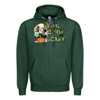 Sports Green eat drınk and be scary Zipper Hoodie - AdoDesignShop