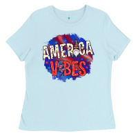 Baby Blue America vibes with gnome Ladies Tee - HowdyJamesFarm