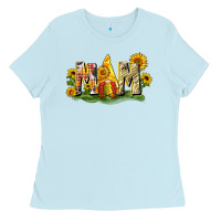 Baby Blue Mom gnome sunflower Ladies Tee - CowGirlArtShop