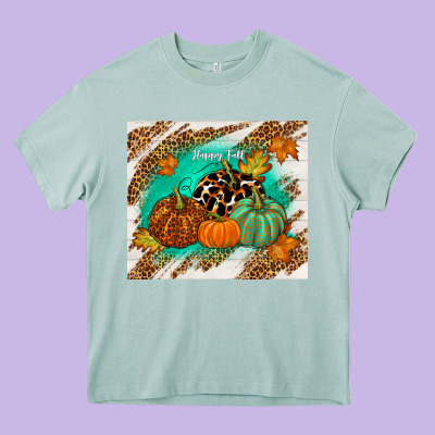 Happy Fall Heavy Core Tee Designed By Tumblerdesignbyshophia