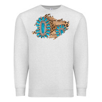 Oatmeal Heather gemstone wood leopard patch Premium Sweatshirt - AdoDesignShop