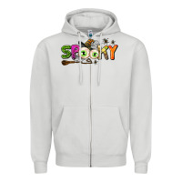 Dove Grey spooky Zipper Hoodie - AdoDesignShop