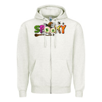 Oatmeal Heather spooky Zipper Hoodie - AdoDesignShop