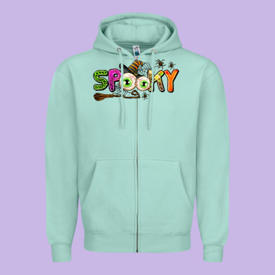 Spooky Zipper Hoodie Designed By Adodesignshop