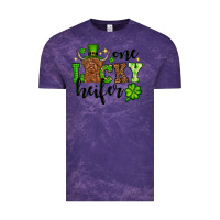 Cloud Purple St. Patrick's Day One lucky Heifer Vintage Tee - OliviaCreatesArt