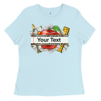 Baby Blue floral teacher custom name Ladies Tee - CowGirlArtShop