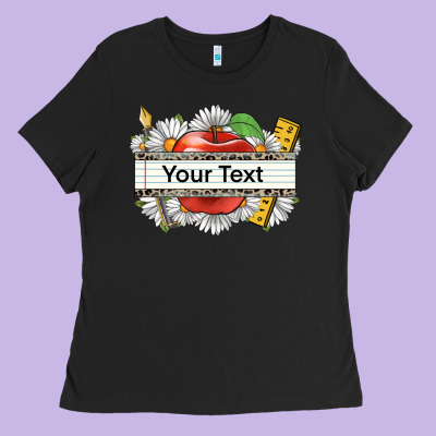 Floral Teacher Custom Name Ladies Tee Designed By Cowgirlartshop