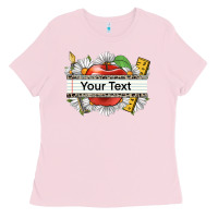 Bubblegum Pink floral teacher custom name Ladies Tee - CowGirlArtShop