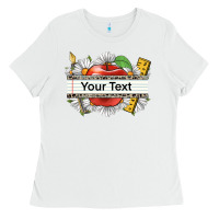 White floral teacher custom name Ladies Tee - CowGirlArtShop