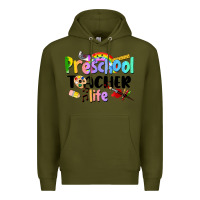 Army Green Preschool Teacher Life Premium Hoodie - LillyAllenDesigns