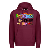 Burgundy Preschool Teacher Life Premium Hoodie - LillyAllenDesigns