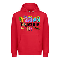 Red Preschool Teacher Life Premium Hoodie - LillyAllenDesigns