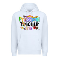 White Preschool Teacher Life Premium Hoodie - LillyAllenDesigns