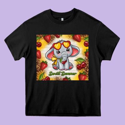 Sweet Summer Cute Elephant Heavy Core Tee Designed By Tumblerdesignbyshophia