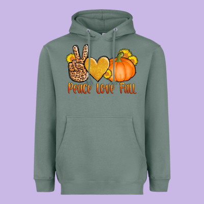 Peace Love Fall Heavyweight Hoodie Designed By Adodesignshop