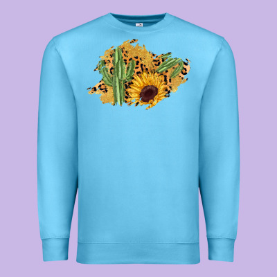 Cactus Leopard Sunflower Glitter  Patch Premium Sweatshirt Designed By Adodesignshop