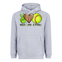 Heather Grey peace love softball Heavyweight Hoodie - AdoDesignShop