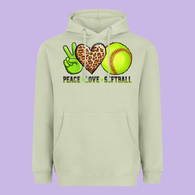 Peace Love Softball Heavyweight Hoodie Designed By Adodesignshop