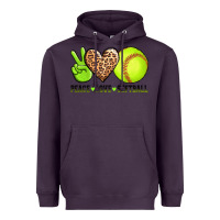 Plum peace love softball Heavyweight Hoodie - AdoDesignShop