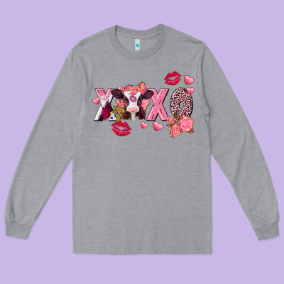 Xoxo Baby Cow Valentine's Day Long Sleeve Tee Designed By Fadigitalartstudio