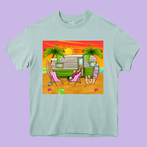 Summer Caravan Heavy Core Tee Designed By Tumblerdesignbyshophia
